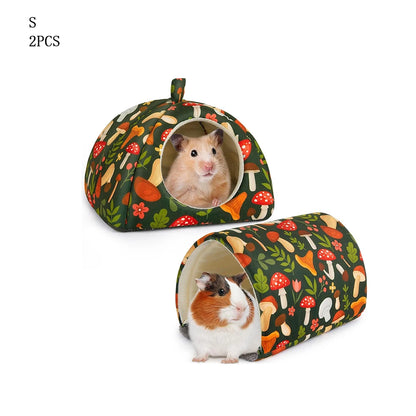 2PCS Washable Guinea Pig Hideout & Tunnel Set – Cozy Small Animal Toys and Cage Accessories for Guinea Pigs, Rabbits & Other Small Pets