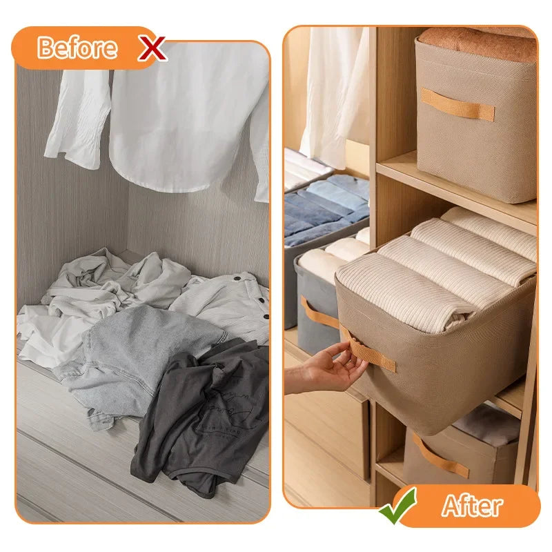 Thickened Clothes Storage Organizer – Foldable Wardrobe Storage Box for Pants, Sweaters, Jeans & Clothing, Drawer Organizer Cabinet Storage Container for Home Organization