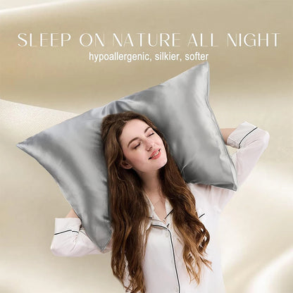 Taie d'Oreiller 100% Soie de Mûrier Pure – Housse de Coussin Double Face Rafraîchissante avec Fermeture Éclair Invisible, Douce et Respirante
