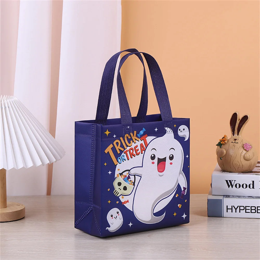 1PC Halloween Non-Woven Candy Tote Bag, Trick or Treat Gift Bag for Kids, Reusable Halloween Goodie Bag, Party Favor and Holiday Gift Wrapping Supplies