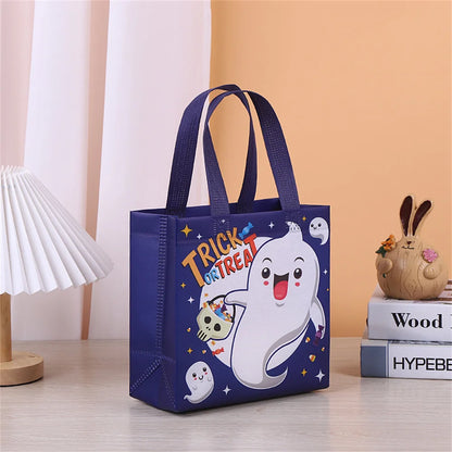 1PC Halloween Non-Woven Candy Tote Bag, Trick or Treat Gift Bag for Kids, Reusable Halloween Goodie Bag, Party Favor and Holiday Gift Wrapping Supplies