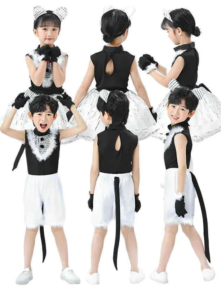 Cute Cat Cosplay Costume for Kids – Cat Girl & Cat Boy Animal Outfit for Children, Halloween Dance, Party & Dress-Up