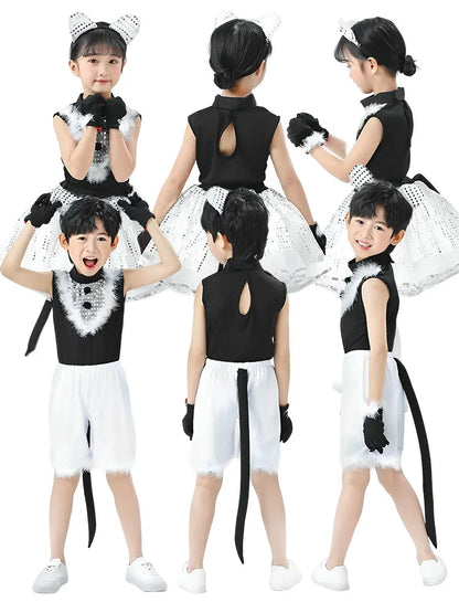 Cute Cat Cosplay Costume for Kids – Cat Girl & Cat Boy Animal Outfit for Children, Halloween Dance, Party & Dress-Up