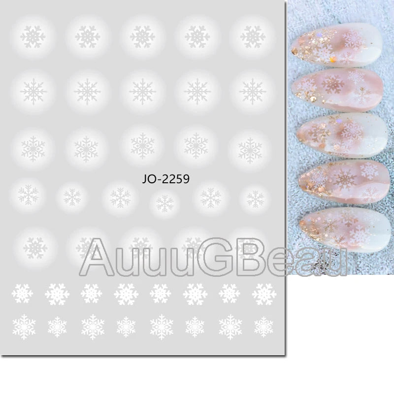 3D Christmas Nail Art Stickers – Snowflake & Winter Tree Nail Decals for Nail Tips Decoration