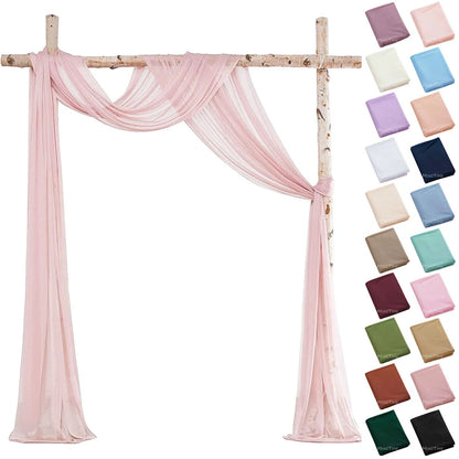 Blush Pink Chiffon Wedding Arch Drape – 6M/10M Sheer Fabric Curtain for Ceremony & Party Backdrops