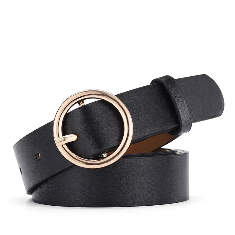 Women's PU Leather Belt Adjustable Pin Buckle Waist Belt for Jeans, Skirts & Dresses