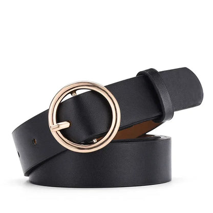 Women's PU Leather Belt Adjustable Pin Buckle Waist Belt for Jeans, Skirts & Dresses