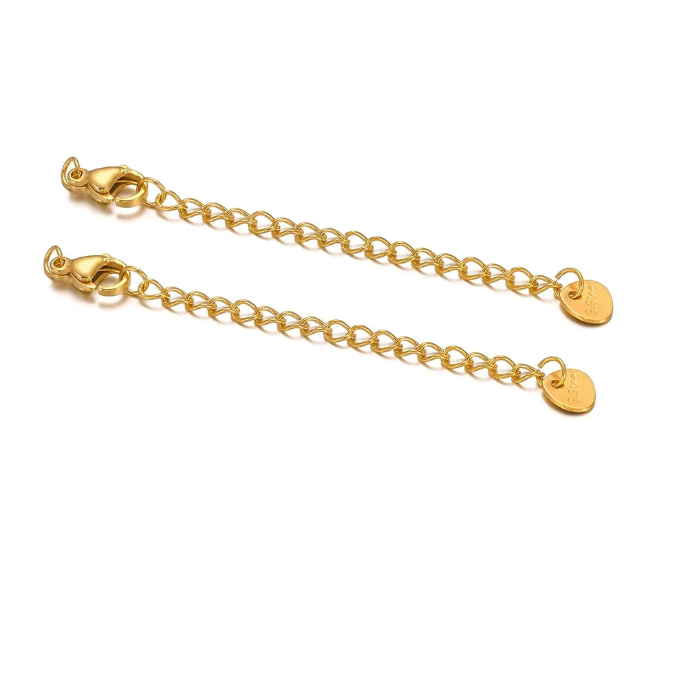 10-Piece Stainless Steel Lobster Clasps with 5cm Extension Chains – Jewelry Connectors for DIY Bracelets & Necklaces