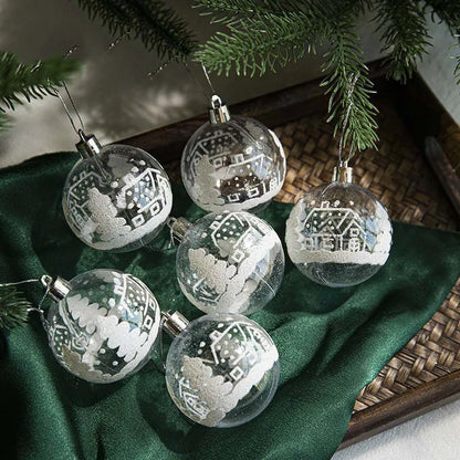 6PCS Clear White Snowball Christmas Ornaments – Hanging Ball Pendants for Xmas Tree, Home, New Year & Holiday Decorations