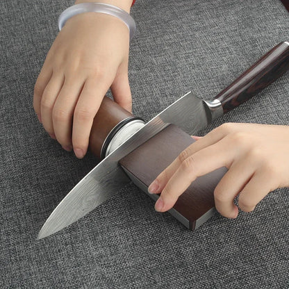 Affûteur de couteaux professionnel à rouleau – Affûteur à poignée magnétique en bois avec guide d'angle 15°, 18°, 20° et 22°