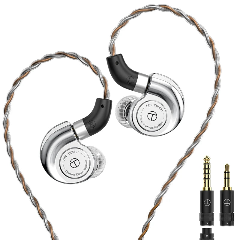 Écouteurs intra-auriculaires TRN Conch HiFi – IEM à transducteur dynamique DLC Diamond avec embouts de réglage interchangeables pour le jeu, la musique et les appareils Xiaomi