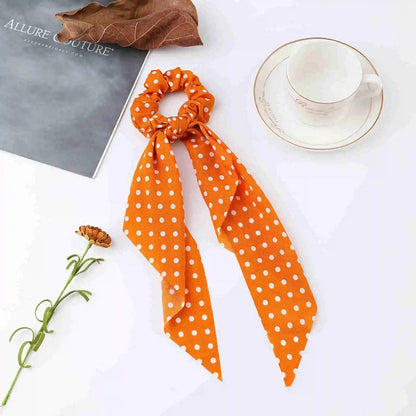 Korean Dots Scrunchie Hair Tie – Long Scarf Ponytail Elastic Hair Band for Women | Sweet Fashion Hair Accessories