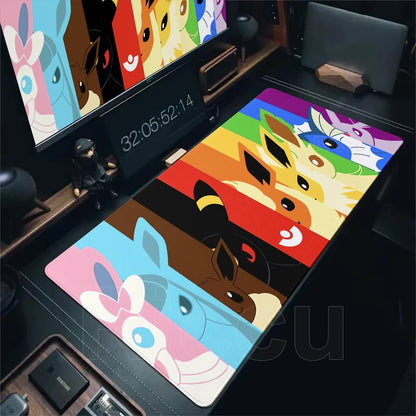 Japan Anime Gamer XXL Desk Mat – Eevee Kawaii Extended Mouse Pad (900×400 Gaming Keyboard & Mouse Pad)