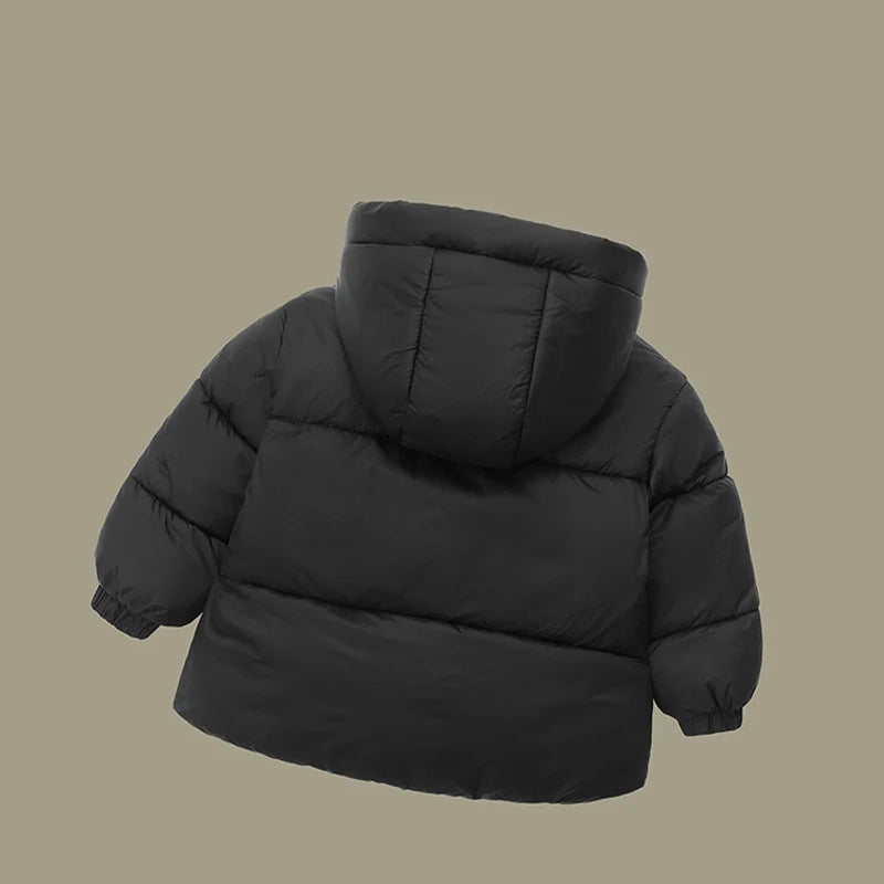 Kids Cotton-Padded Winter Jacket, Thick Warm Hooded Zipper Coat for Boys and Girls Ages 3-6, Solid Color Children’s Snowsuit Outerwear