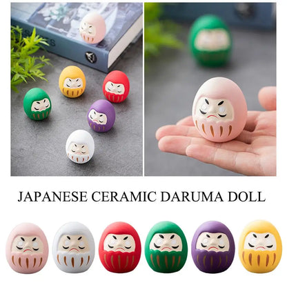 Japanese Daruma Doll Figurine – Traditional Ceramic Lucky Fortune Charm, Miniature Home Decor Ornament & Cultural Gift