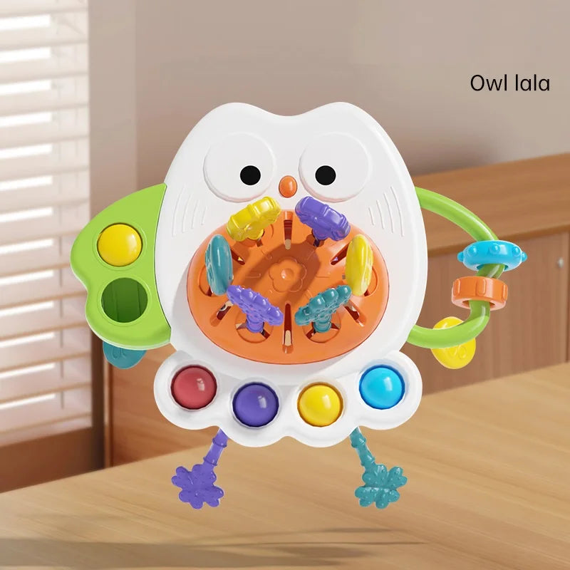 Juguete Sensorial de Silicona Montessori con Cuerda para Bebés – Mordedor Sonajero para Bebés de 6 a 12 Meses