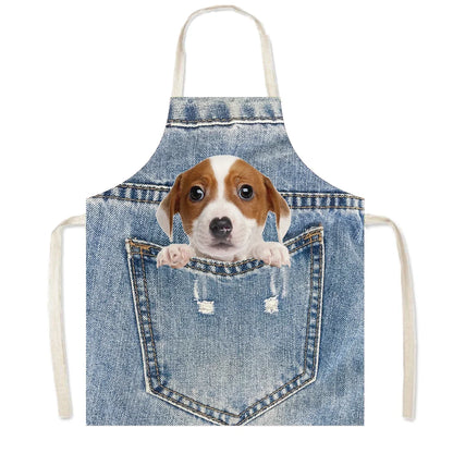 Funny Cowboy Cat & Dog Apron – Cute Pinafore Cooking & Kitchen Apron for Women, Chef, Waiter & Household Cleaning