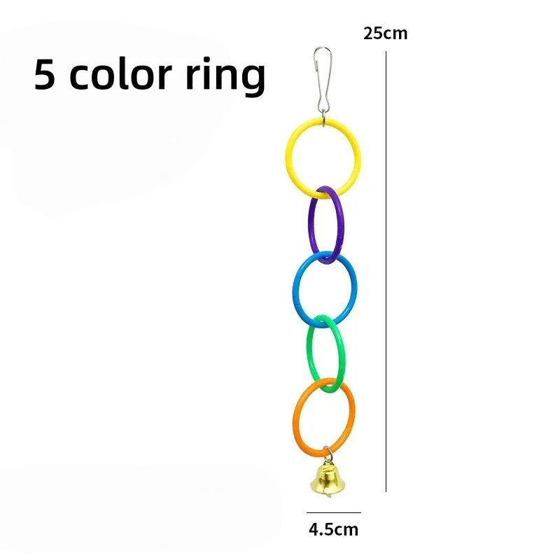 Colorful Plastic Bird Cage Hanging Ring Toy – Interactive Climbing & Swing Toy for Parrots and Small Birds, Boredom Relief Accessory