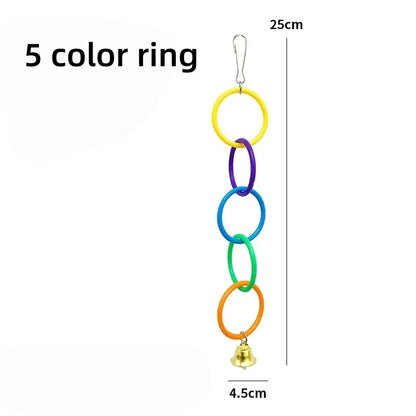 Colorful Plastic Bird Cage Hanging Ring Toy – Interactive Climbing & Swing Toy for Parrots and Small Birds, Boredom Relief Accessory