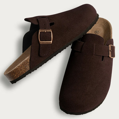 Zuecos de ante Crestar Cork – Zapatillas tipo mules unisex antideslizantes con soporte para el arco del pie