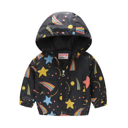 Cute Cartoon Animal Kids Jacket, Hooded Windbreaker for Baby Boys and Girls Ages 1-6, Lightweight Spring and Autumn Zipper Coat