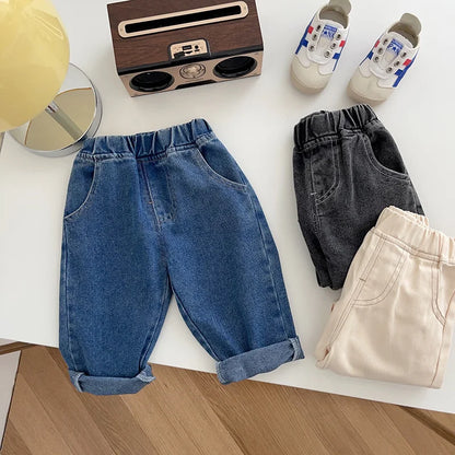 Pantalones vaqueros MILANCEL para bebé – Jeans lisos suaves para niños y niñas, pantalones informales para niños, parte inferior de moda cómoda para el uso diario de bebés y niños