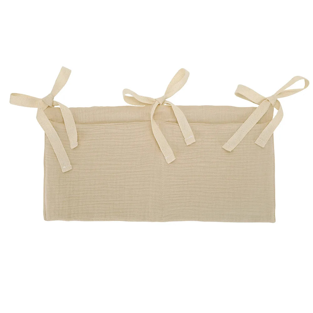 Organizador Colgante para Cuna de Bebé – Cesta de Almacenamiento para Mesita de Noche con 2 Bolsillos para Pañales, Juguetes, Ropa y Artículos Esenciales para Bebés