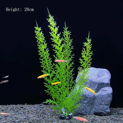 Artificial Underwater Aquarium Plants – Plastic Aquatic Fake Shrubs & Green Water Grass for Fish Tank Landscaping, Realistic Simulated Decor