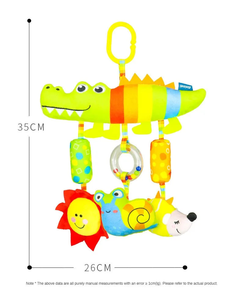 Peluche de actividades "Bebé Arcoíris" – Juguete sensorial colgante para cochecito para 0-12 meses, juguete móvil para asiento de coche y cuna, juguete de viaje suave y educativo para el desarrollo y juego del recién nacido.