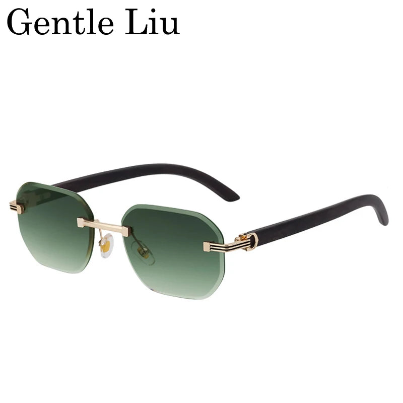 Vintage Square Rimless Sunglasses for Men – Frameless Punk Eyewear with UV400 Lenses, Trendy 2026 Fashion Glasses