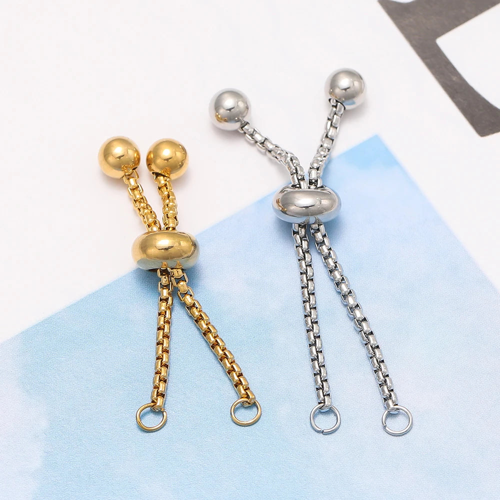 Chaînes coulissantes réglables en acier inoxydable 304, lot de 3, avec embouts à billes – Rallonges de bracelet DIY pour la fabrication de bijoux