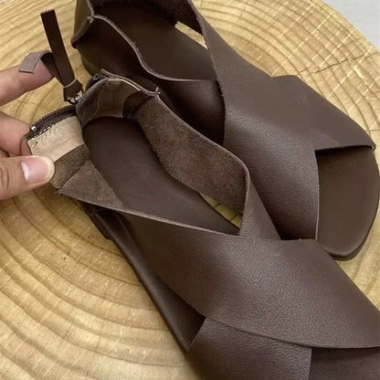 Women's Gladiator Flat Sandals Open Toe Casual Roman Beach Summer Shoes