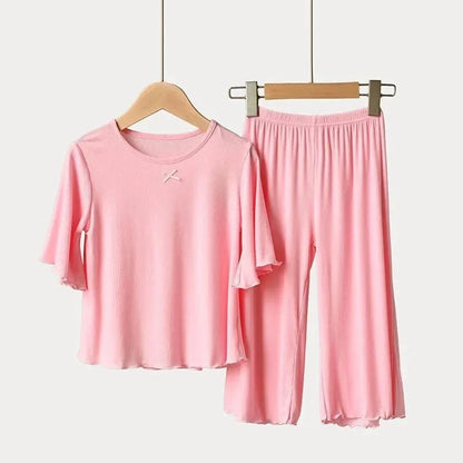 Girls Summer Pajama Set – Short Sleeve Kids Homewear Outfit | Soft Casual Two Piece Clothes Set for Children