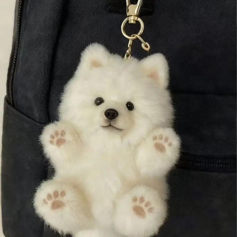 Cute Samoyed Dog Plush Keychain – Ultra-Soft Stuffed Animal Pendant for Backpacks, Purses, Bags & Everyday Accessories
