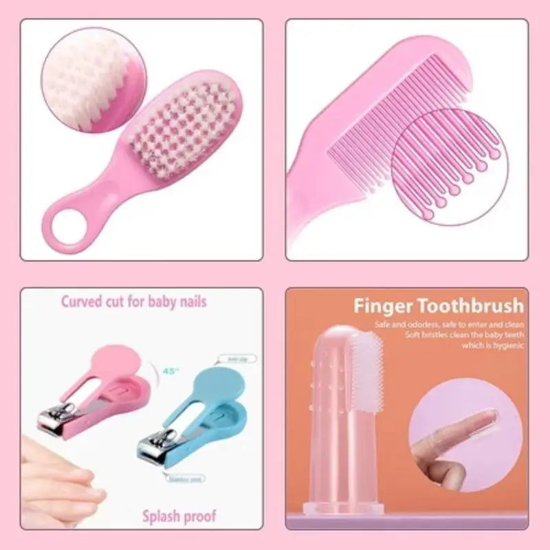 6/10PCS Baby Healthcare & Grooming Kit Newborn Essentials with Nail Clipper, Hair Brush, Toothbrush & Teether