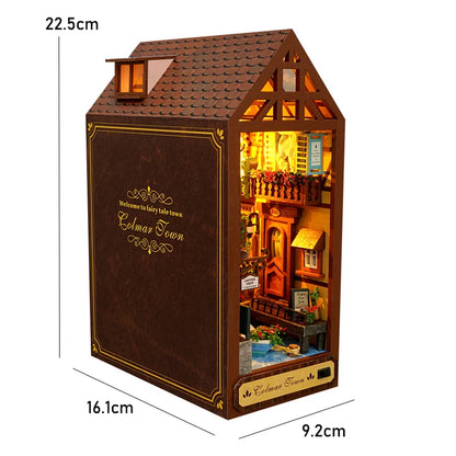 Kit de book nook à fabriquer soi-même – Maquette de maison de poupée miniature en bois à insérer dans une étagère pour adultes, loisirs créatifs et décoration d'intérieur