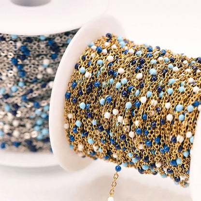 1M Stainless Steel Enamel Bead Chain – Colorful Dripping Oil DIY Chain for Necklaces, Bracelets & Jewelry Making