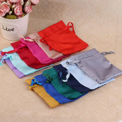 10/25/50PCS Bolsas de Regalo de Seda Satinada con Cordón para Joyas – Bolsitas de Lujo para Bodas, Fiestas, Dulces, Joyas y Empaque de Regalo