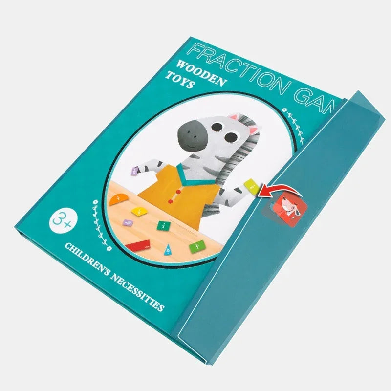 Livre d'apprentissage des fractions magnétiques Montessori – Jouet éducatif en bois pour enfants, compétences en arithmétique