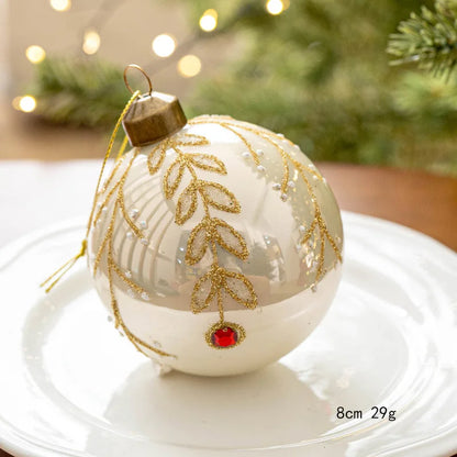 8CM Hand-Painted Glass Ball Christmas Ornaments – Decorative Hanging Pendants for Christmas Tree, Window Display & Holiday Home Decor