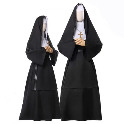 Women’s Medieval Nun Costume – Maria Renaissance Vintage Nun Robe Cosplay Outfit Set for Halloween, Carnival, Party & Stage Performance