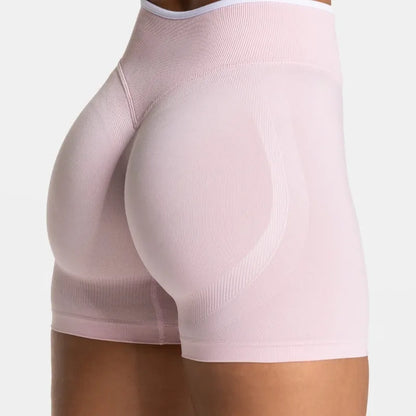 Women’s Seamless Color Block Yoga Shorts High Waist Butt Lifting Gym Workout Running Shorts