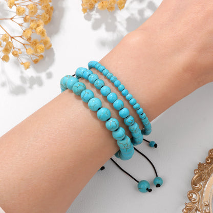 Bracelet perles de tourmaline noire naturelle – Bracelet ajustable tressé en corde avec carte cadeau pour hommes et femmes