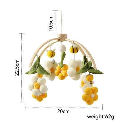 Baby Wooden Bed Bell Bracket – Newborn Crib Mobile Stand for 0-12 Months, Wooden Hanging Toy Holder with Crochet Bed Bell Rattle, Infant Nursery Decoration & Sensory Baby Toy Accessory