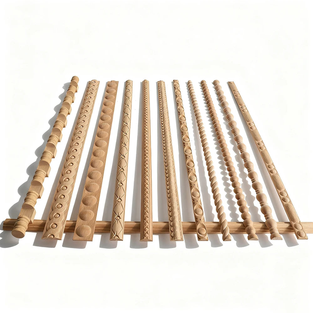 Appliques décoratives en bois moulé – Boiseries murales sculptées pour meubles, armoires, coins et décoration intérieure