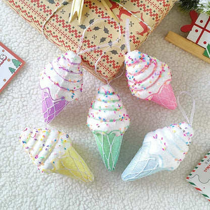 1Box Christmas Macaron Ice Cream Donut Ornaments – Cute Shaped Ball Pendants for Xmas Tree, Home, Party & Navidad Holiday Decor