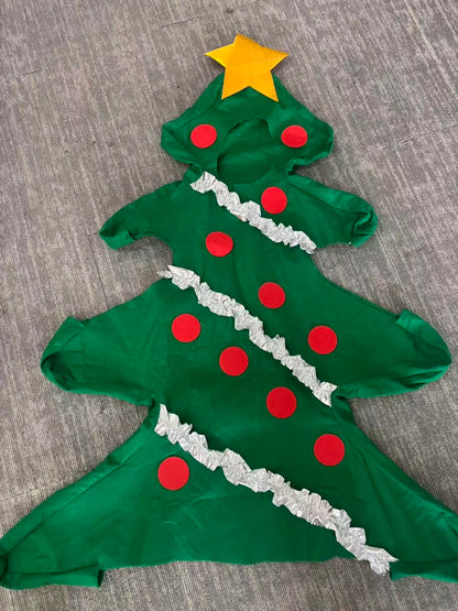 Adult Christmas Tree Costume with Shoe Covers, Funny Holiday Cosplay Outfit for Men and Women, Xmas Party Masquerade, Fancy Dress, Role Play and Festive Celebrations