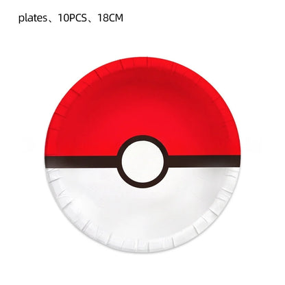 Pokémon Pokéball Birthday Decorations Tableware Set – Paper Plates, Cups & Napkins Party Supplies for Kids, Girls & Boys Birthday Celebration