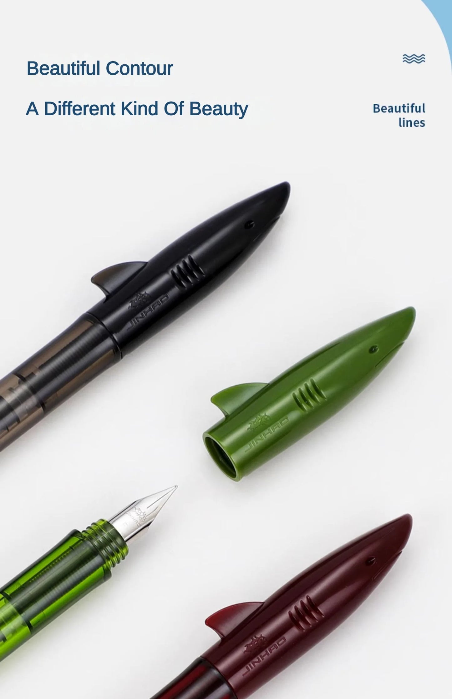 Stylo-plume Jinhao Shark – Stylo-plume à plume fine de 0,5 mm pour la calligraphie, l'écriture, le travail de bureau, les fournitures scolaires et la papeterie étudiante