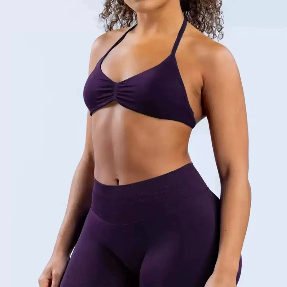 Women’s Seamless Yoga Set – 2PCS Strappy Sports Bra & High Waist Scrunch Shorts Gym Workout Outfit